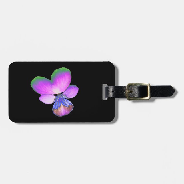 Étiquette À Bagage Balise de bagage personnalisée Pretty Pansy (Devant horizontal)