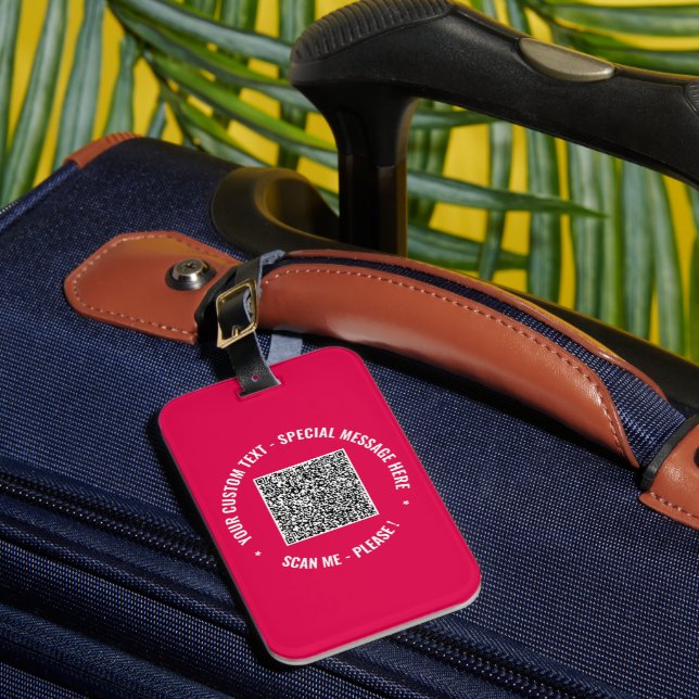 Étiquette À Bagage Balise de bagage personnalisée QR Code Info Texte  (Insitu Rectoal 1)