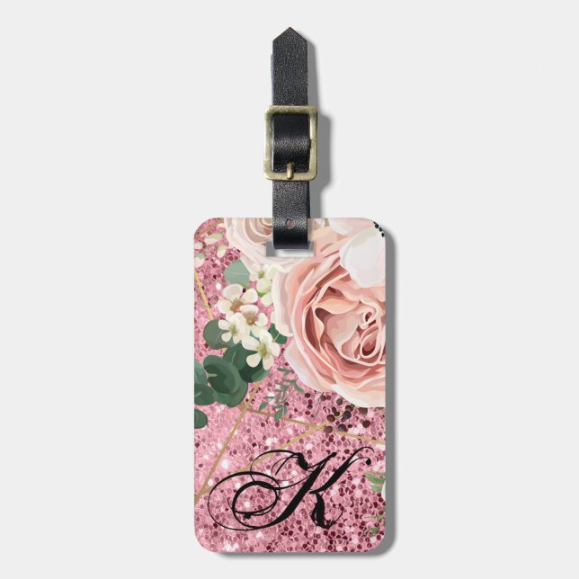 Étiquette À Bagage Balise de bagage personnalisée Rose de jardin géom (Devant Vertical)