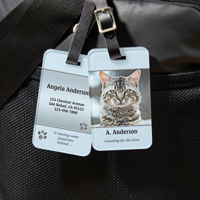 Étiquette À Bagage Balise de bagage photo de votre chat amusant (Créateur téléchargé)