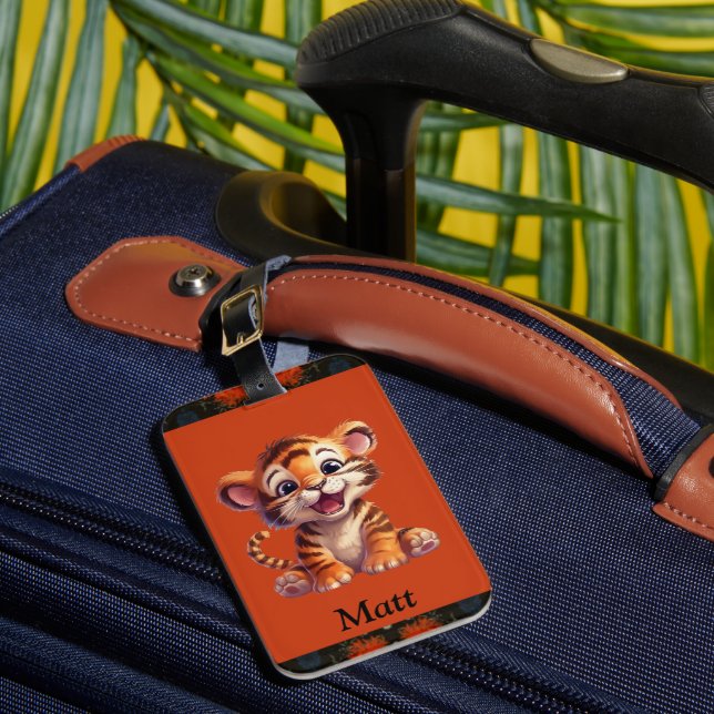 Étiquette À Bagage Balise de bagage pour bébé Tigre mou avec nom (Insitu Rectoal 1)