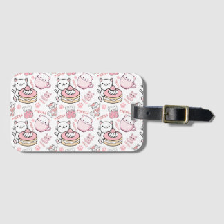 Étiquette À Bagage Balise de bagage pour chats rose et blanc mignon