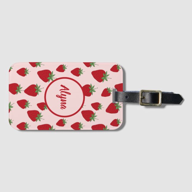 Étiquette À Bagage Balise de bagage pour Motif de fraise mignonne (Devant Horizontal)