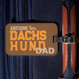 Étiquette À Bagage Balise de bagage pour papa Dachshund cheveux longs