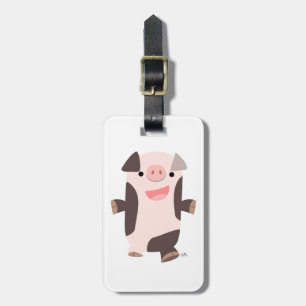 Étiquette À Bagage Balise de bagage pour porc souriant au dessin mign