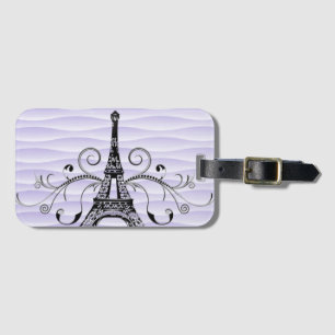 Étiquette À Bagage Balise de bagage pourpre Tour Eiffel
