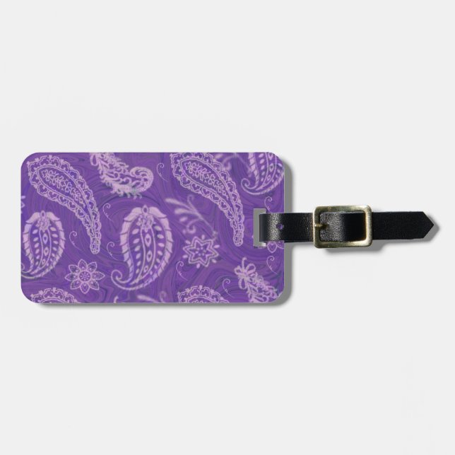 Étiquette À Bagage Balise de bagage Purple Paisley (Devant horizontal)