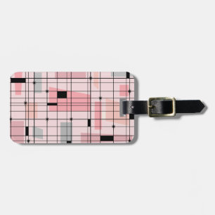Étiquette À Bagage Balise de bagage Retro Pink Grid et Starbursts