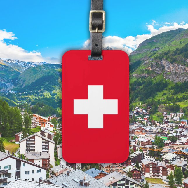 Étiquette À Bagage Balise de bagage rouge drapeau suisse simple (Simple Swiss Flag Red Luggage Tag
)