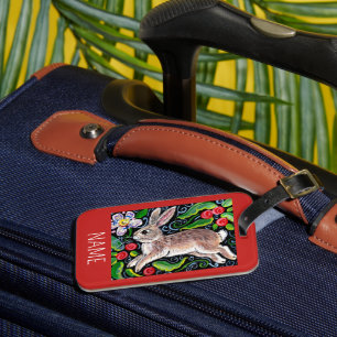 Étiquette À Bagage Balise de bagage rouge lapin de Noël Personnaliser