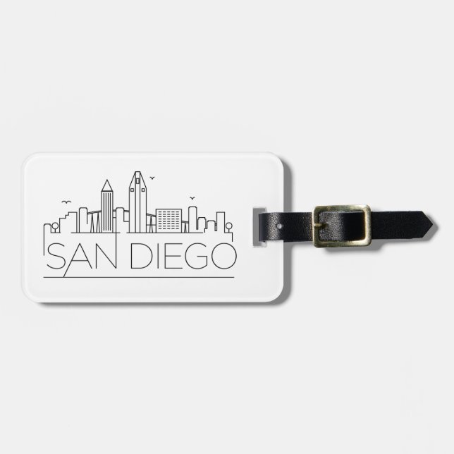 Étiquette À Bagage Balise de bagage San Diego, Cali Stylisated City S (Devant horizontal)