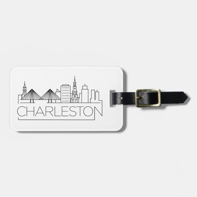 Étiquette À Bagage Balise de bagage Skyline Stylisé Charleston City (Devant horizontal)