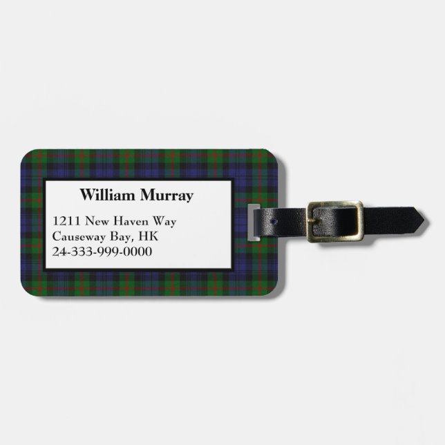 Étiquette À Bagage Balise de bagage traditionnelle Murray Tartan Plai (Devant horizontal)