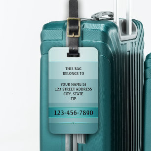Étiquette À Bagage Balise de bagage Turquoise vert en métal rayé