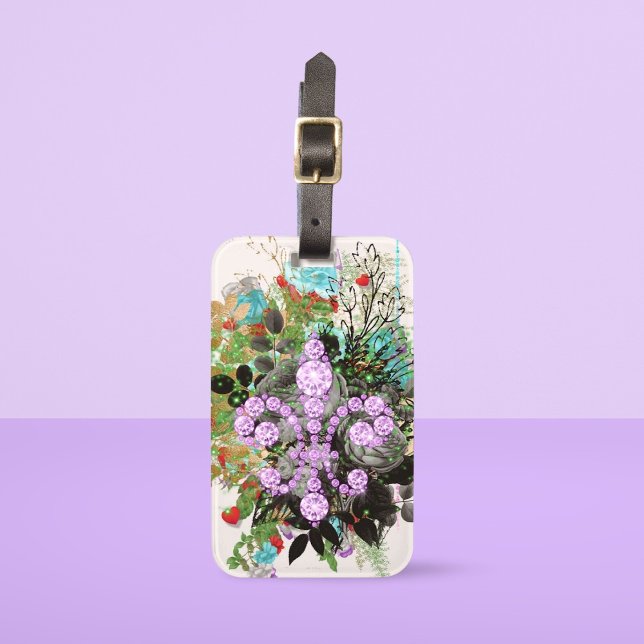 Étiquette À Bagage Balise de bagage violet Fleur de Lys (Créateur téléchargé)