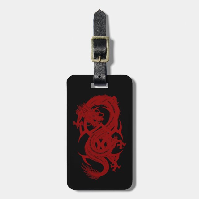 Étiquette À Bagage Balise de bagage Xiuhcoatl Dragon Rouge Personnali (Devant Vertical)
