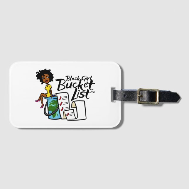 Étiquette À Bagage Balise de bagages Black Girl Bucket List (Devant Horizontal)