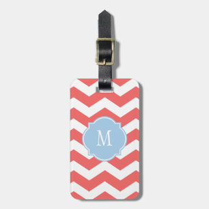 Étiquette À Bagage Balise de bagages Cayenne & White Chevron Monogram