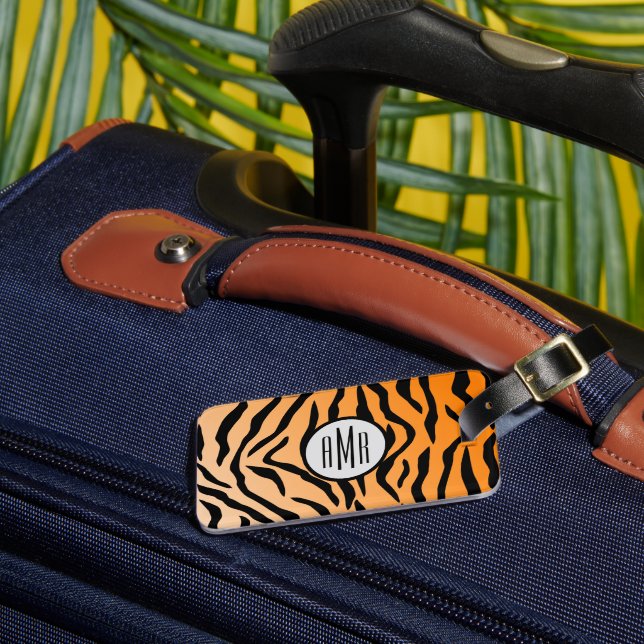 Étiquette À Bagage Balise de bagages de monogramme d'impression Faux  (Insitu Rectoal 3)