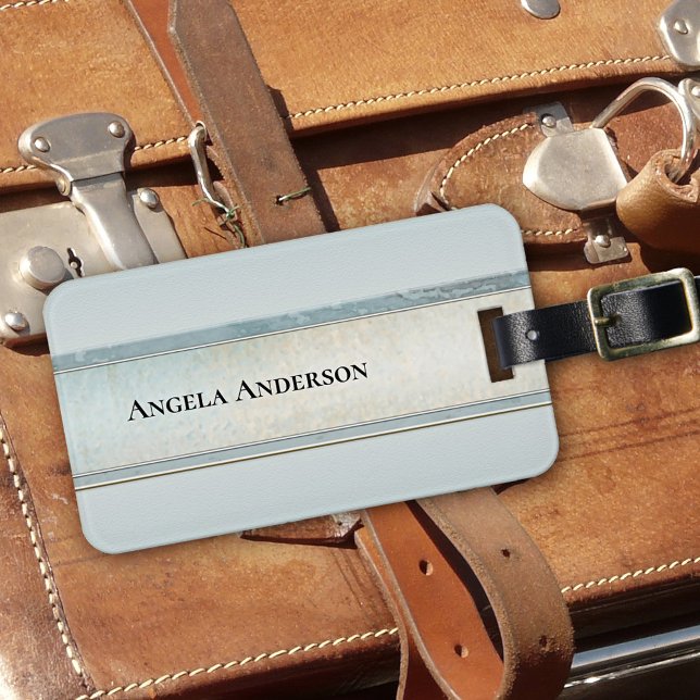 Étiquette À Bagage Balise de bagages élégante de sable et de plage (Luggage tag showing an abstract elegant design in sand and dusty blue colors, inspired by the beach)