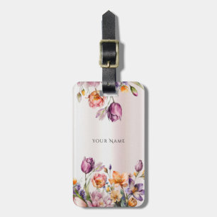 Étiquette À Bagage Balise de bagages Fleurs de printemps colorées