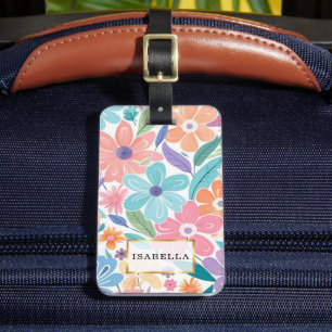 Étiquette À Bagage Balise de bagages monogramme de motif floral