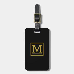 Étiquette À Bagage Balise de bagages monogramme Gold Block
