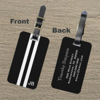 Balise de bagages Monogramme noir avec bandes blan