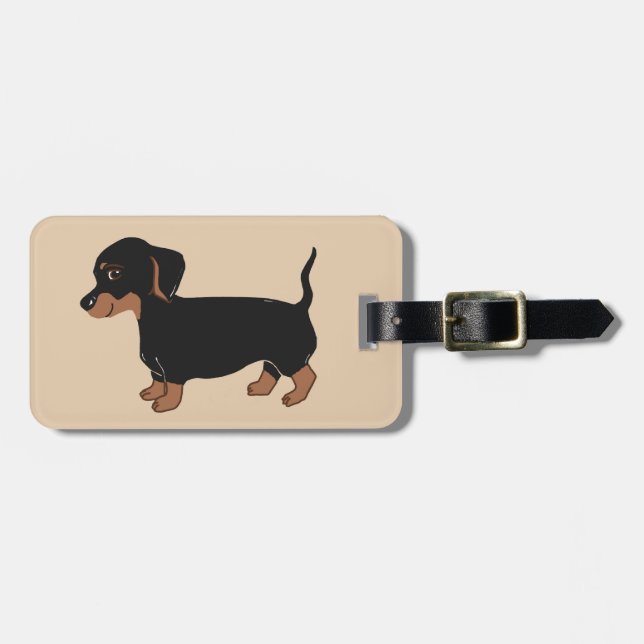 Étiquette À Bagage Balise de bagages noir et Brown Dachshund (Devant horizontal)