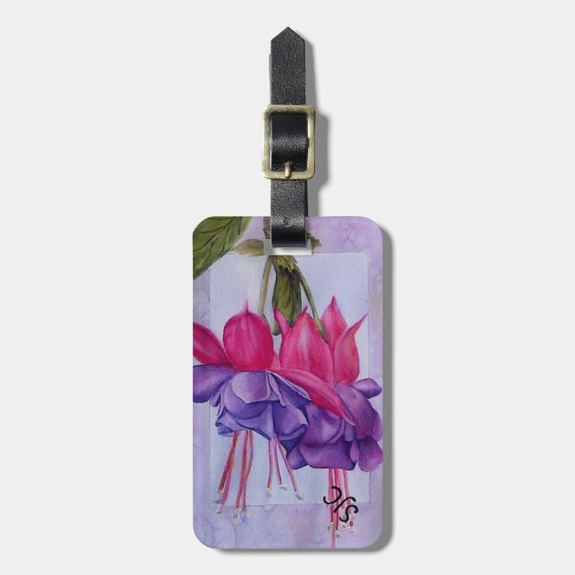 ÉTIQUETTE À BAGAGE BALISE DE BAGAGES PERSONNALISÉE ROSE PURPLE FUSCHI (Devant Vertical)