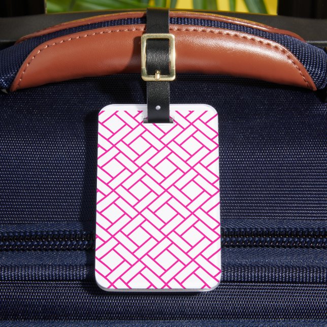 Étiquette À Bagage Balise de bagages Preppy & Pink Monogram (Insitu Rectoal 2)