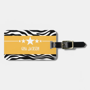 Étiquette À Bagage Balise de bagages Zebra Yellow Sassy Star