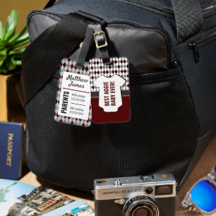 Étiquette À Bagage Balise de Motif Jacquard gris Aggie Maroon Baby