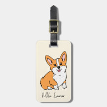 Balise de nom de bagage personnalisé Corgi adorabl