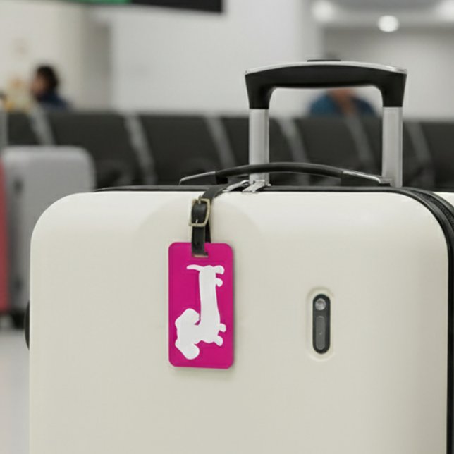 Étiquette À Bagage Balise de sac à bagages rose personnalisé (Dachshund Luggage tag)