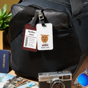 Étiquette À Bagage Balise de sac de bébé garçon aggie chien Maroon