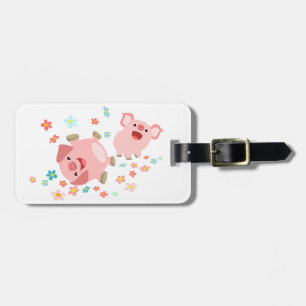 Étiquette À Bagage Balise Deux mignons cochons de dessin dans les bag