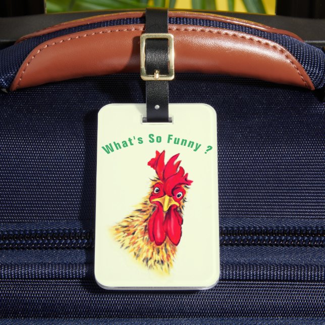Étiquette À Bagage Balise Drôle Surpris Rooster - Texte Personnalisé (Insitu Rectoal 2)