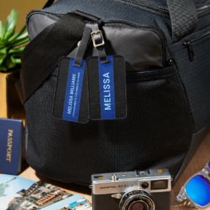 Étiquette À Bagage Balise en cuir Vintage bleu et noir