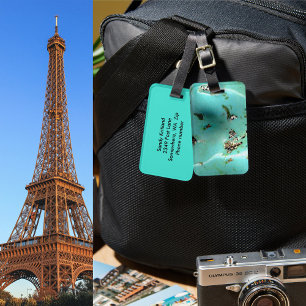 Étiquette À Bagage Balise et sangle d'image Turquoise Gemstone