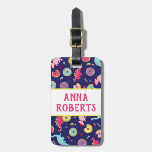 Étiquette À Bagage Balise fille Dinosaures et beignets