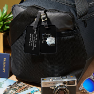 Étiquette À Bagage Balise Homme tenant un cheval noir