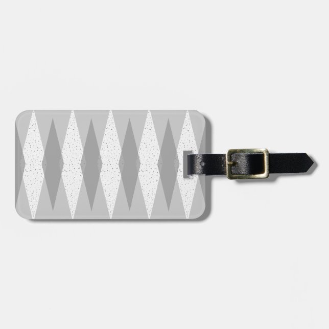Étiquette À Bagage Balise Jacquard gris moderne du milieu du siècle (Devant horizontal)