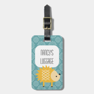 Étiquette À Bagage Balise Jaune Hérisson Mignonne Bois Animal Bagage