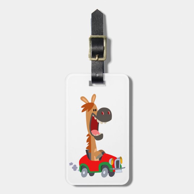 Étiquette À Bagage Balise Jote Motorized Cartoon Horse Luggage (Devant Vertical)