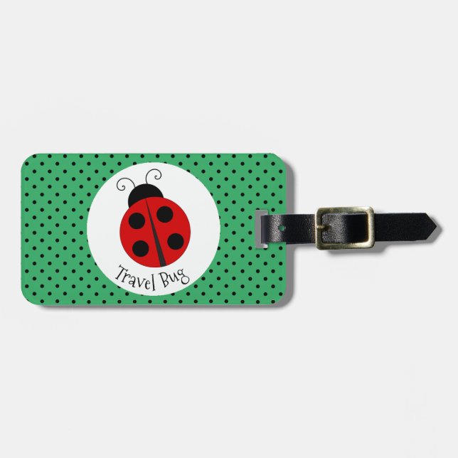 Étiquette À Bagage Balise Ladybug avec bagage design Pois (Devant horizontal)