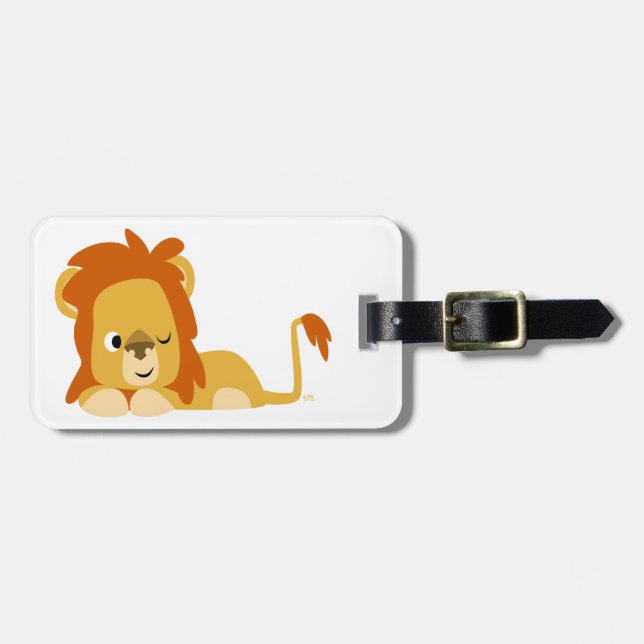 Étiquette À Bagage Balise Lion de dessin mignonne éveil (Devant horizontal)