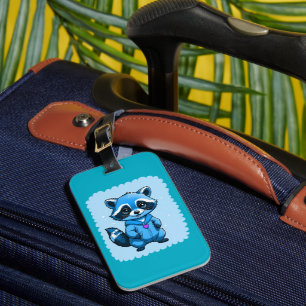 Étiquette À Bagage Balise Little Raccoon En Bagage Bleu