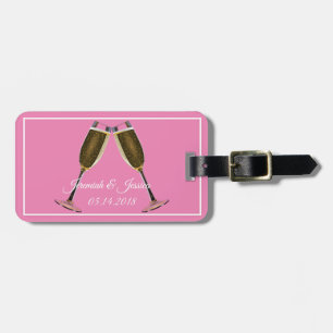 Étiquette À Bagage Balise Lunettes de champagne et bagages Arrière -