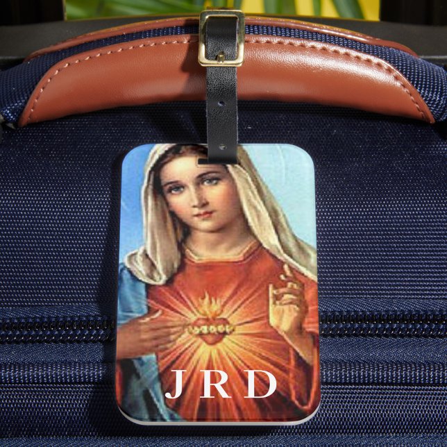 Étiquette À Bagage Balise Monogrammé Immaculé Coeur de Marie (Créateur téléchargé)